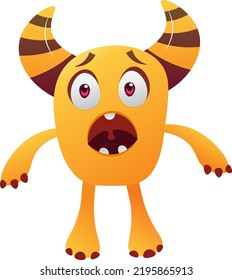 Cute Yellow Monster Shock - Mascot Vector Illustration