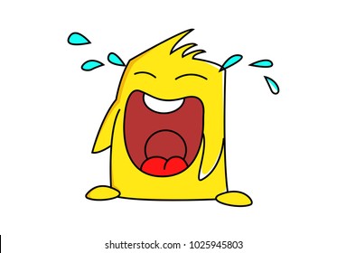 Cute yellow Monster . vector illustration. Isolated on white background.