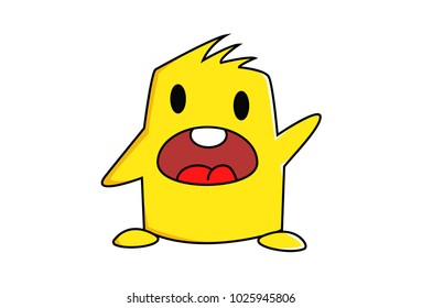 Cute yellow Monster . vector illustration. Isolated on white background.