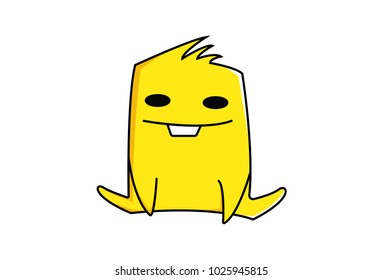 Cute yellow Monster . vector illustration. Isolated on white background.