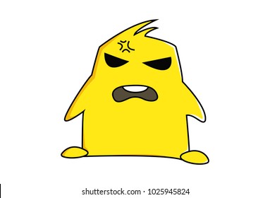 Cute yellow Monster . vector illustration. Isolated on white background.