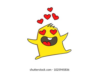 Cute yellow Monster . vector illustration. Isolated on white background.
