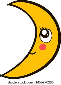 Cute yellow moon, illustration, vector on white background.