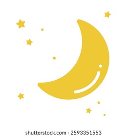 Cute yellow moon scenery with stars