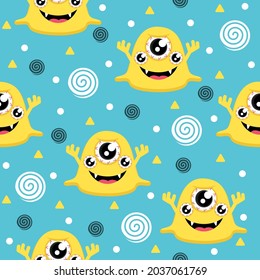 Cute yellow mosters pattern illustrations