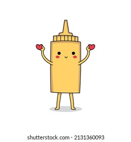 Cute Yellow Mustard Cartoon Character Spreading Love