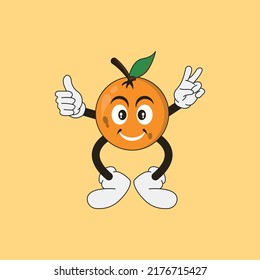 icono del logo vectorial del personaje de la fruta naranja amarilla lindo, bueno para la salud, ingesta de alimentos para niños, nutrición, fotos de libros para niños.