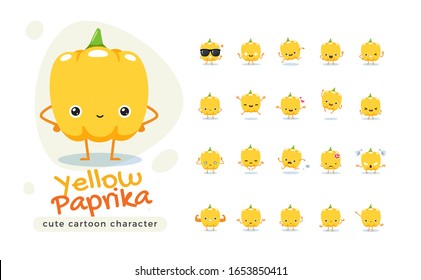 The Cute Yellow Paprika. Isolated Vector Illustration