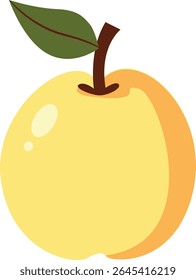 Cute yellow pear fruit vector illustration in cartoon style, perfect for healthy food icons, fruit labels, or educational materials.