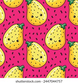 cute yellow pear seamless pattern in pink background abstract for kids fashion