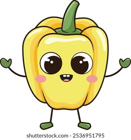 Ilustración vectorial linda del carácter de la pimienta amarilla