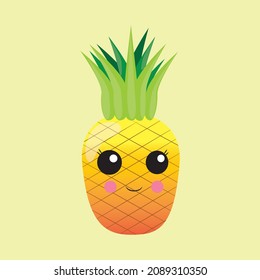 süßer gelber Ananas-Charakter mit schwarzen Augen