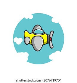 cute yellow plane  vector illustration