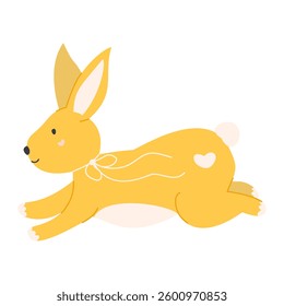 Cute yellow rabbit in dynamics