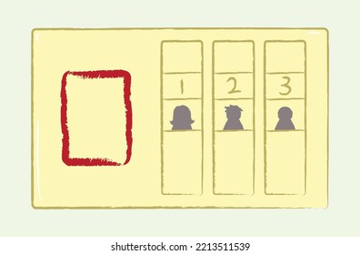 Cute yellow rectangle voting paper in flat vector illustration art design