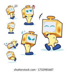 Cute yellow robot maskot design