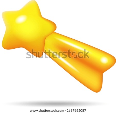 Cute yellow rounded shooting star vector