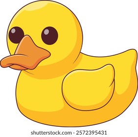 Cute yellow rubber duck cartoon illustration