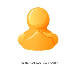 Cute yellow rubber duck. Cartoon child toy for bath. Back view. Vector illustration isolated on white background