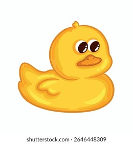 Vetor de desenho animado de pato de borracha amarelo bonito Ilustração isolada em um fundo branco.