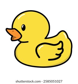 Cute yellow rubber duck flat cartoon