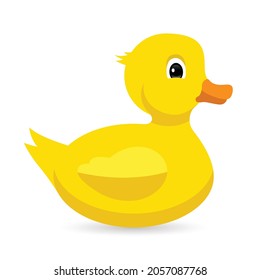 cute yellow rubber duck, isolated on white background, vector illustration