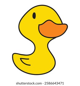 Cute yellow rubber duck isolated on white background. Vector illustration