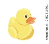 Cute yellow rubber duck newborn child toy vector illustration isolated on white background