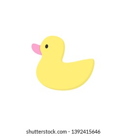 Cute yellow rubber duck toy vector graphic illustration icon. Isolated.