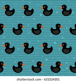 Cute yellow rubber ducks seamless pattern