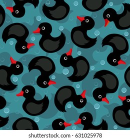 Cute yellow rubber ducks seamless pattern