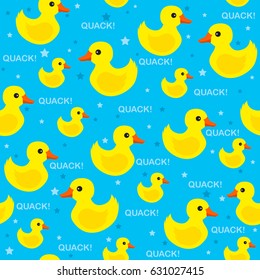 Cute yellow rubber ducks seamless pattern 