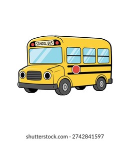Cute Yellow School Bus Cartoon Vector Illustration Back to School Design