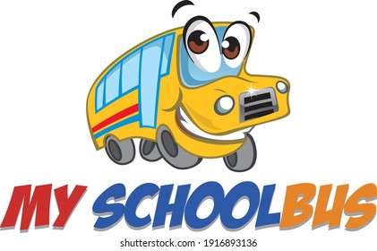 süßes gelbes Schulbuslogo und Maskottchen