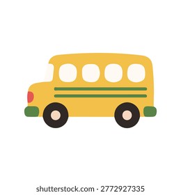 Cute Yellow School Bus Side View for Back to School Education Theme