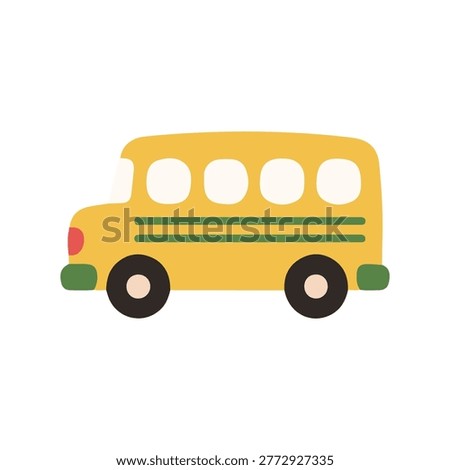 Cute Yellow School Bus Side View for Back to School Education Theme