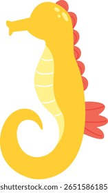 Cute Yellow Seahorse Cartoon Illustration