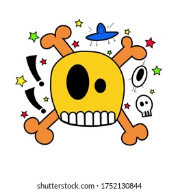cute yellow skull with stars