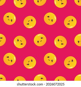 Cute amarillo sonriente personajes de la bola estilo caricatura vectorial sin costura fondo de patrón.