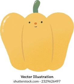 Cute Yellow Smiling Bell Pepper