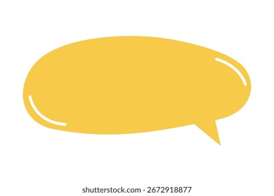 Linda Plantilla de burbujas de discurso amarillo en estilo doodle. Globo de diálogo, nube de la charla, cuadro de texto, forma de la cita, etiqueta del mensaje, etiqueta de la comunicación aislada en el fondo blanco. Ilustración plana de Vector. 