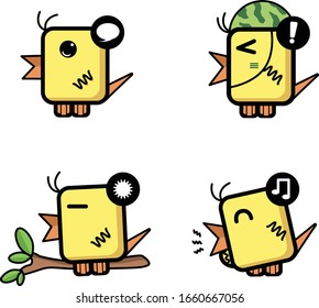 cute yellow square birds sticker