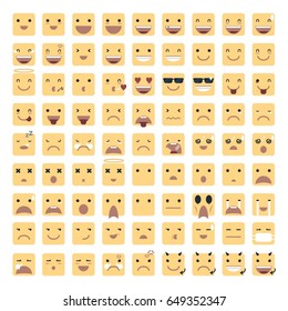 Cute yellow square emoticon set