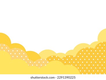 Fondo de banner de marco cuadrado amarillo con forma de nube esponjosa y puntos de polka. Espacio para texto.