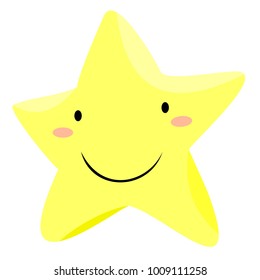 Cute yellow star character smiling vector