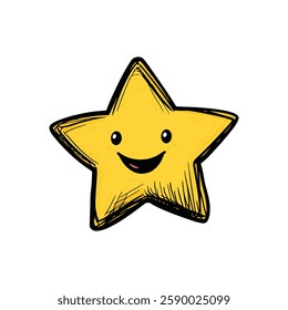 Cute Yellow Star Doodle Icon Design