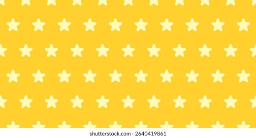 Cute yellow star seamless pattern. Light yellow stars lined up on a yellow background.