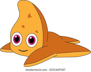 Cute yellow starfish laying in floor vector