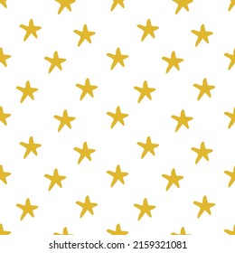 Cute yellow stars seamless pattern. Galaxy vector illustration.