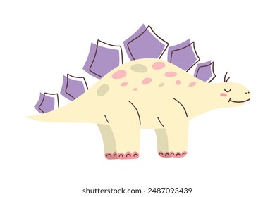 Cute yellow stegosaurus. Dinosaur Kids Style. Cute character. Flat vector illustration for children